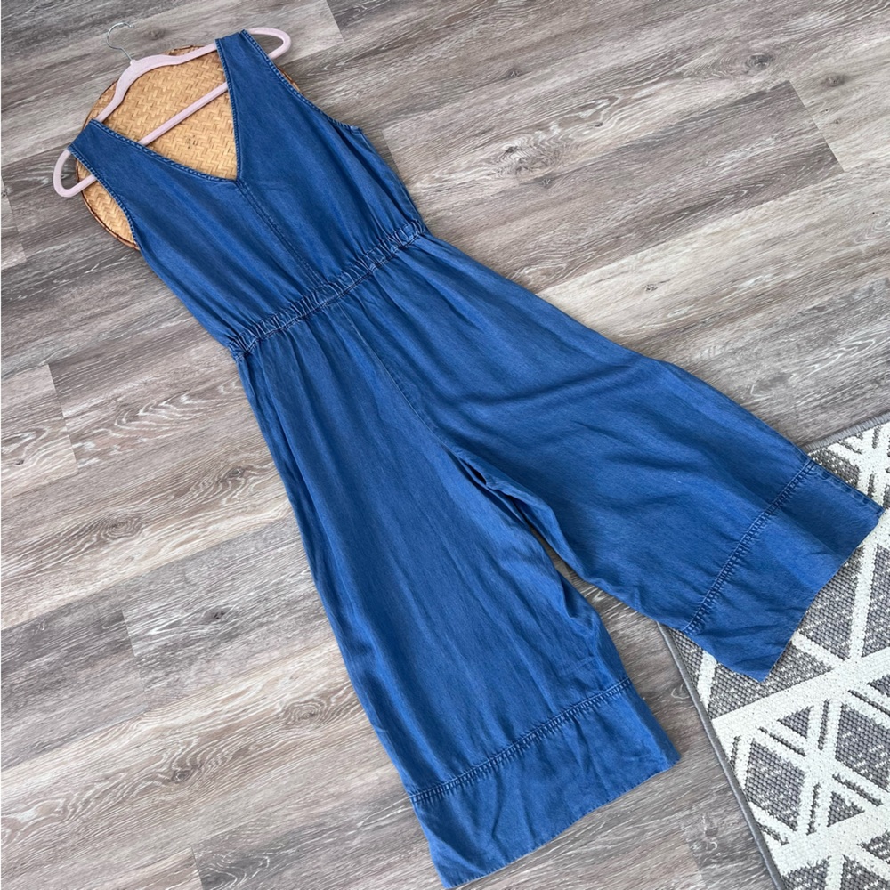 Splendid denim chambray jumpsuit wide leg crop - Picture 5 of 8